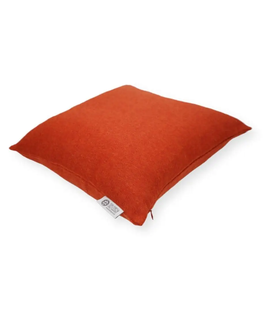 emma deep orange colour cosy baby alpaca cushion