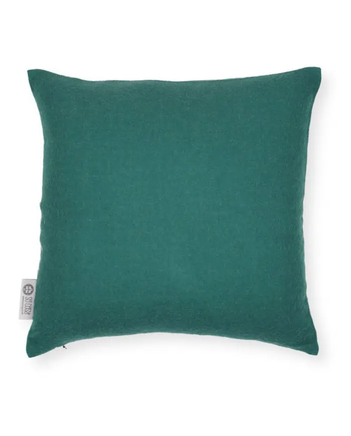 emma soft baby alpaca wool cushion in evergreen colour