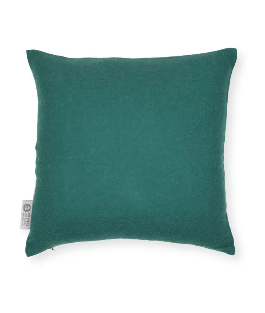 emma soft baby alpaca wool cushion in evergreen colour