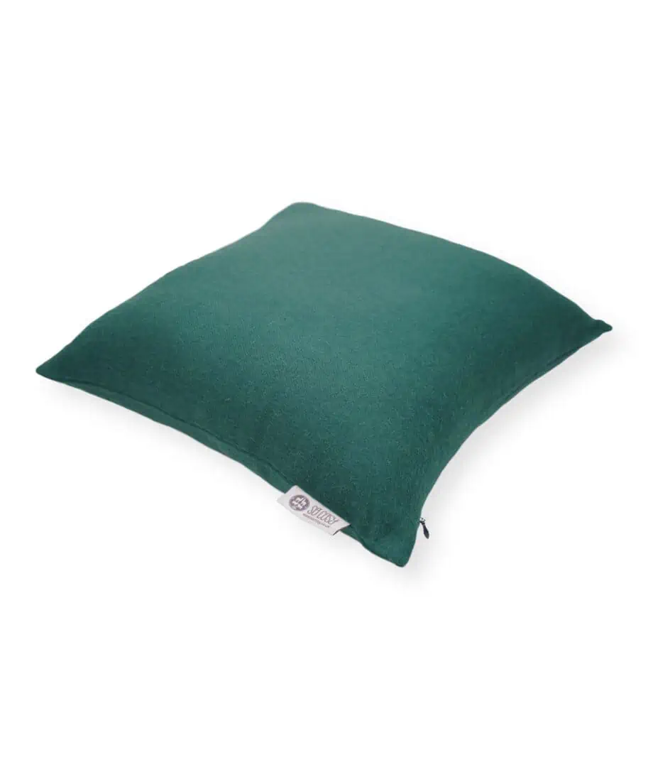 Emma pure alpaca wool cosy cushion in evergreen colour