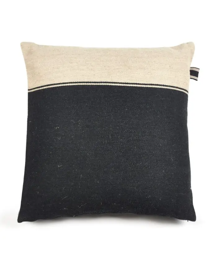 Marshall natural & Black colour linen wool blent cosy cushion