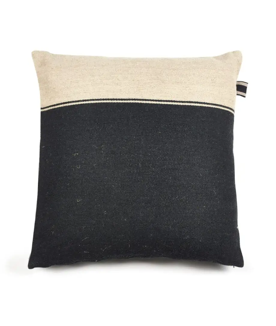 Marshall natural & Black colour linen wool blent cosy cushion