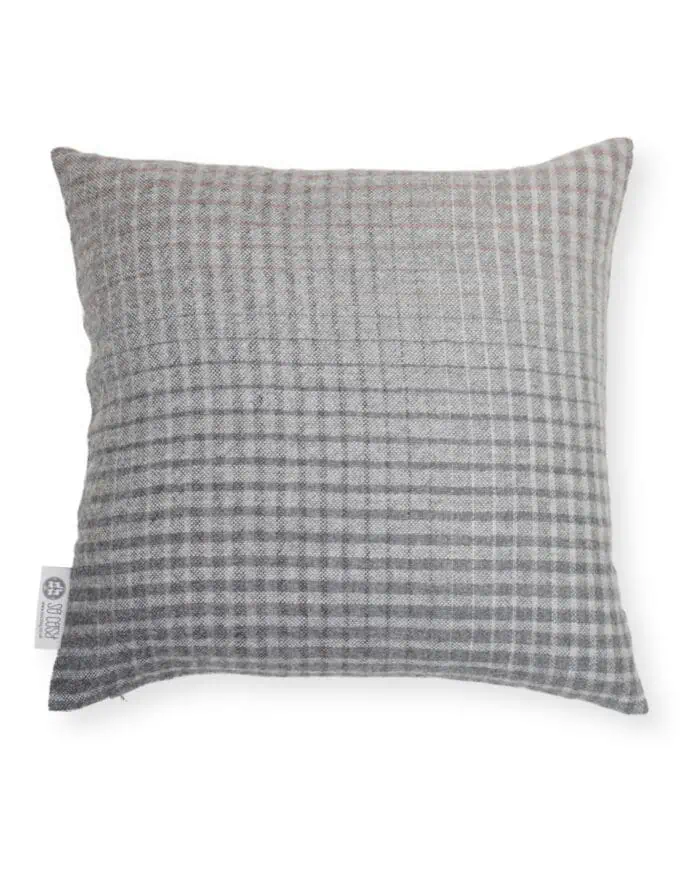 shades grey & light rose baby alpaca wool cushion