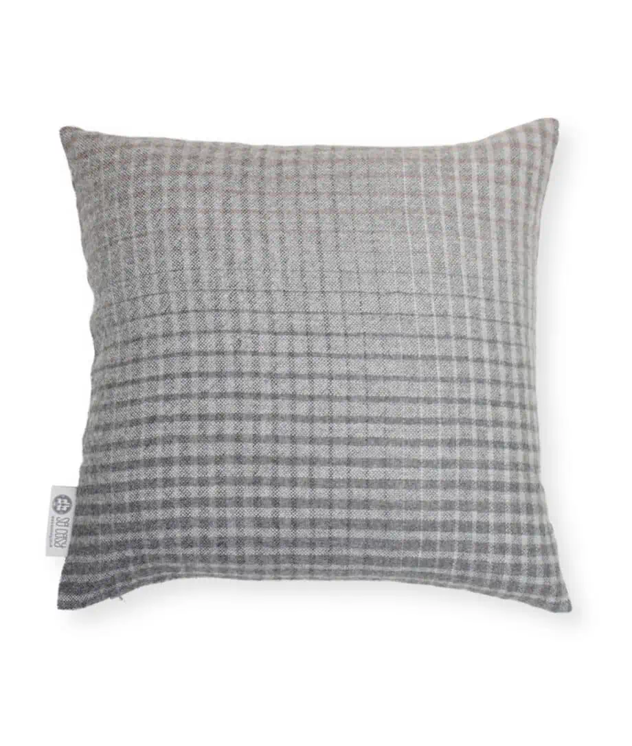 shades grey & light rose baby alpaca wool cushion