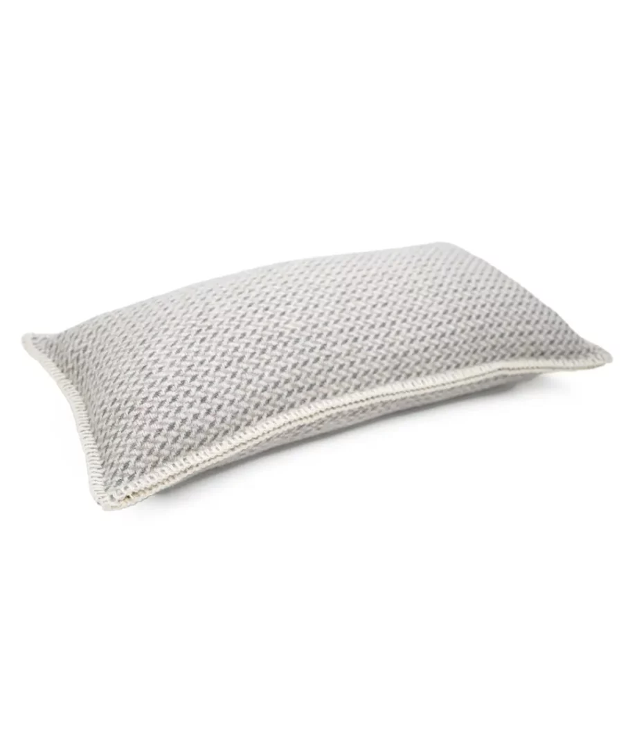 Dakota cosy merino wool cushion in earthy shades grey taupe cream