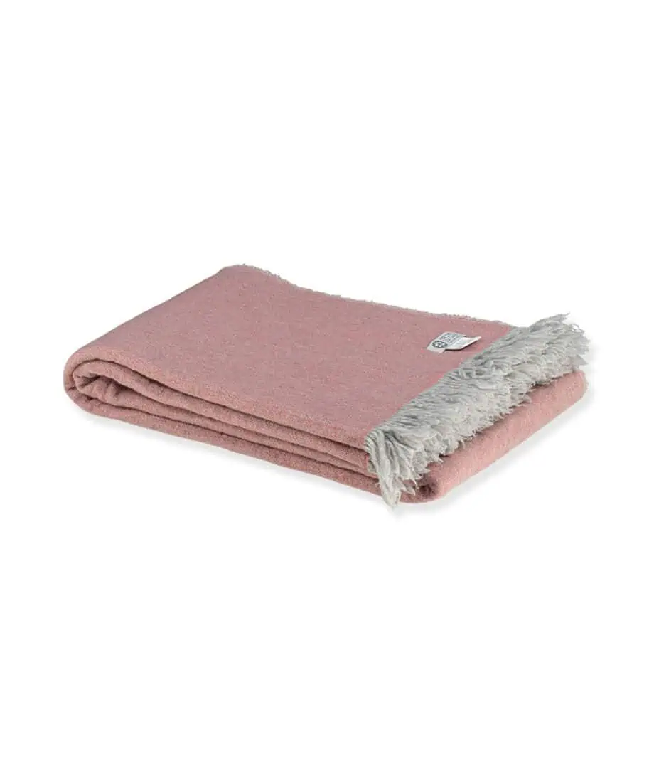 extra fine super soft merino wool throw in light rose grey colour