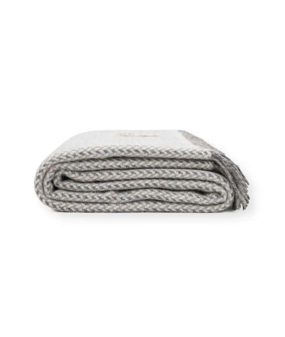 Dakota cosy merino wool throw blanket in grey beige cream shades