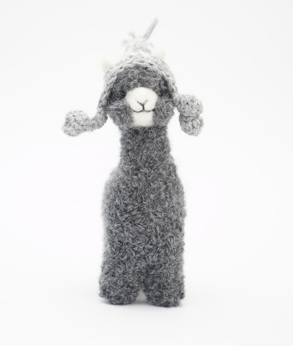 Peruvian Artisan Baby Alpaca Soft Toy with Crochet Hat - So Cosy
