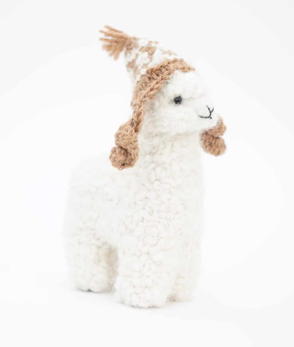 Cosy Baby Alpaca Toy with Crochet Hat - Handcrafted in Peru