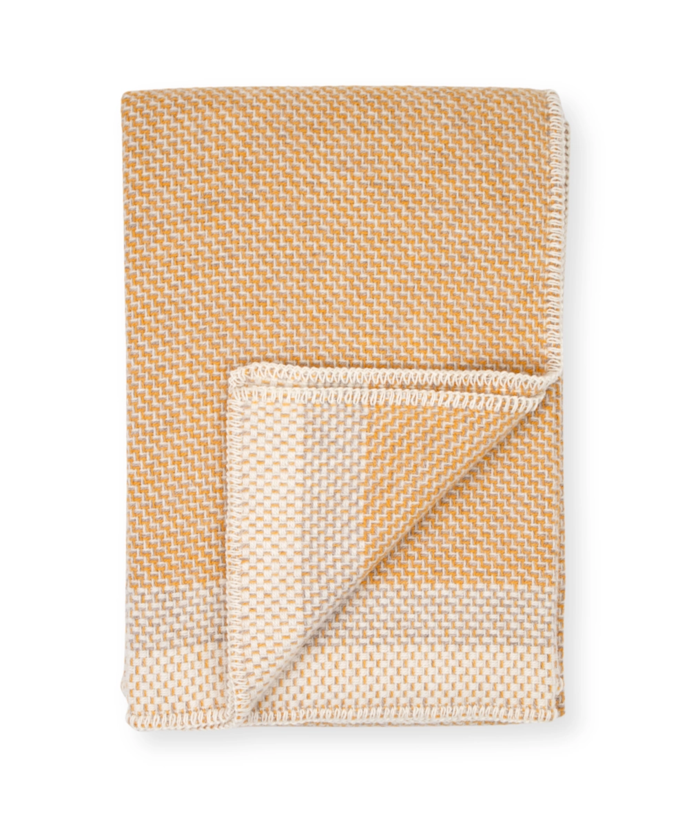 Derby Pure New Wool Throw Blanket – Honey, Beige & White